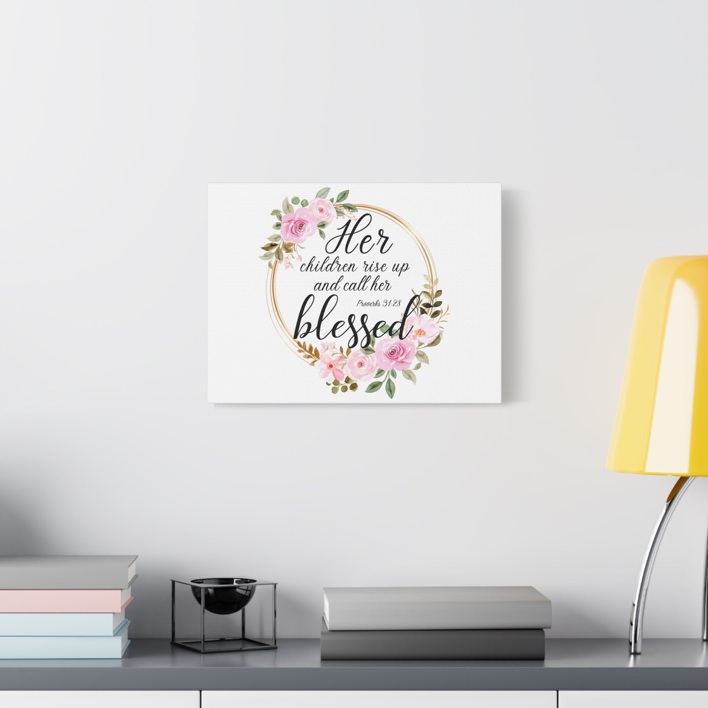 Scripture Walls Proverbs 31:28 She is Blessed Bible Verse Canvas Christian Wall Art Ready to Hang Unframed