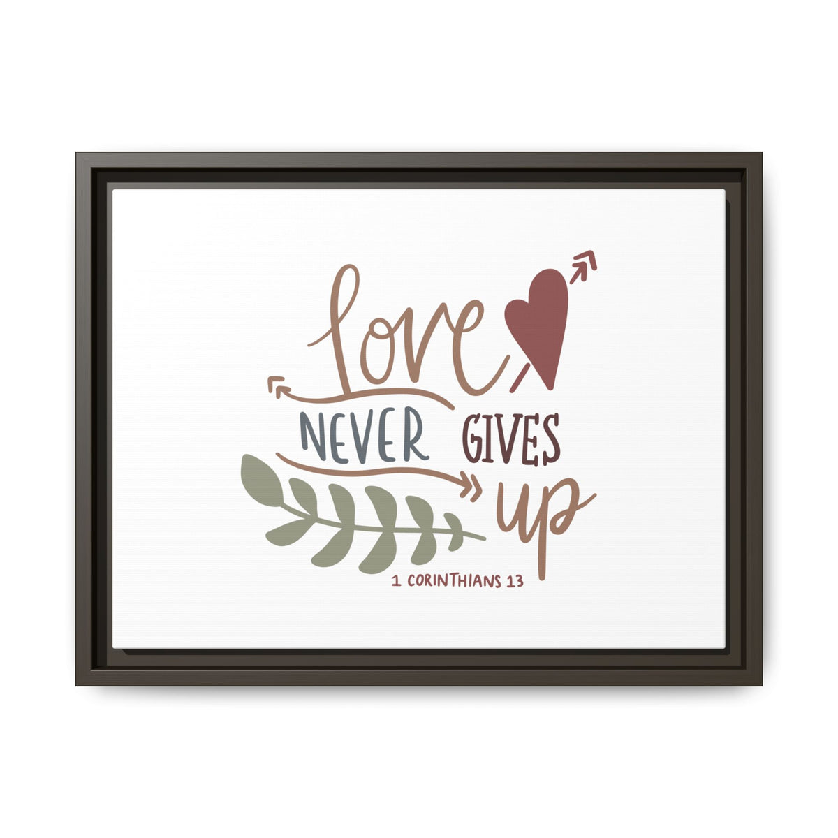 Scripture Canvas Love Never Gives Up 1 Corinthians 13 Christian Wall Art Bible Verse Print Ready to Hang
