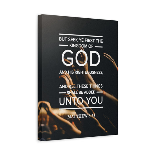 Scripture Canvas Kingdom of God Matthew 6:33 Christian Wall Art Bible Verse Print Ready to Hang