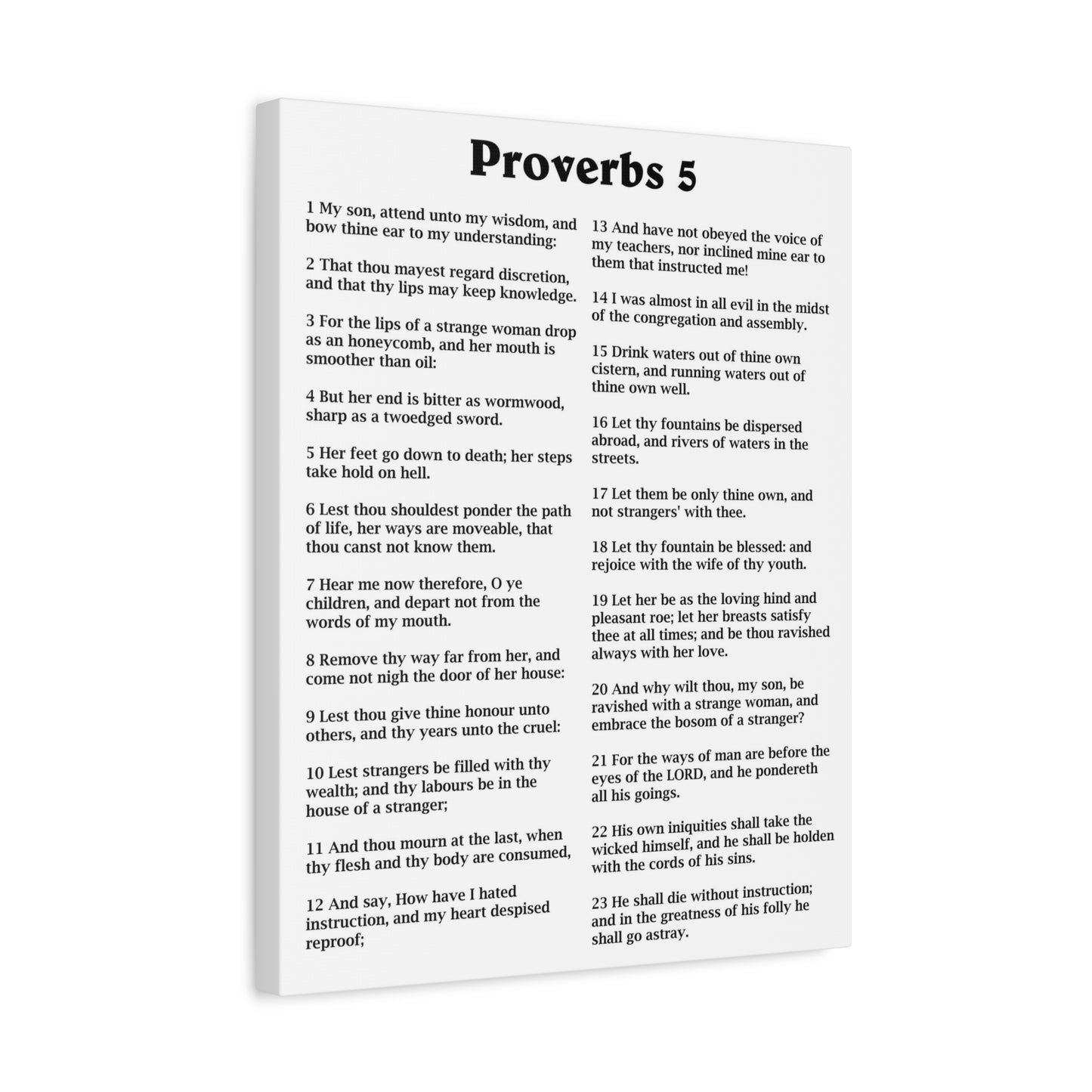 Scripture Walls Proverbs Chapter 5 White Bible Canvas Christian Wall Art Ready to Hang Unframed