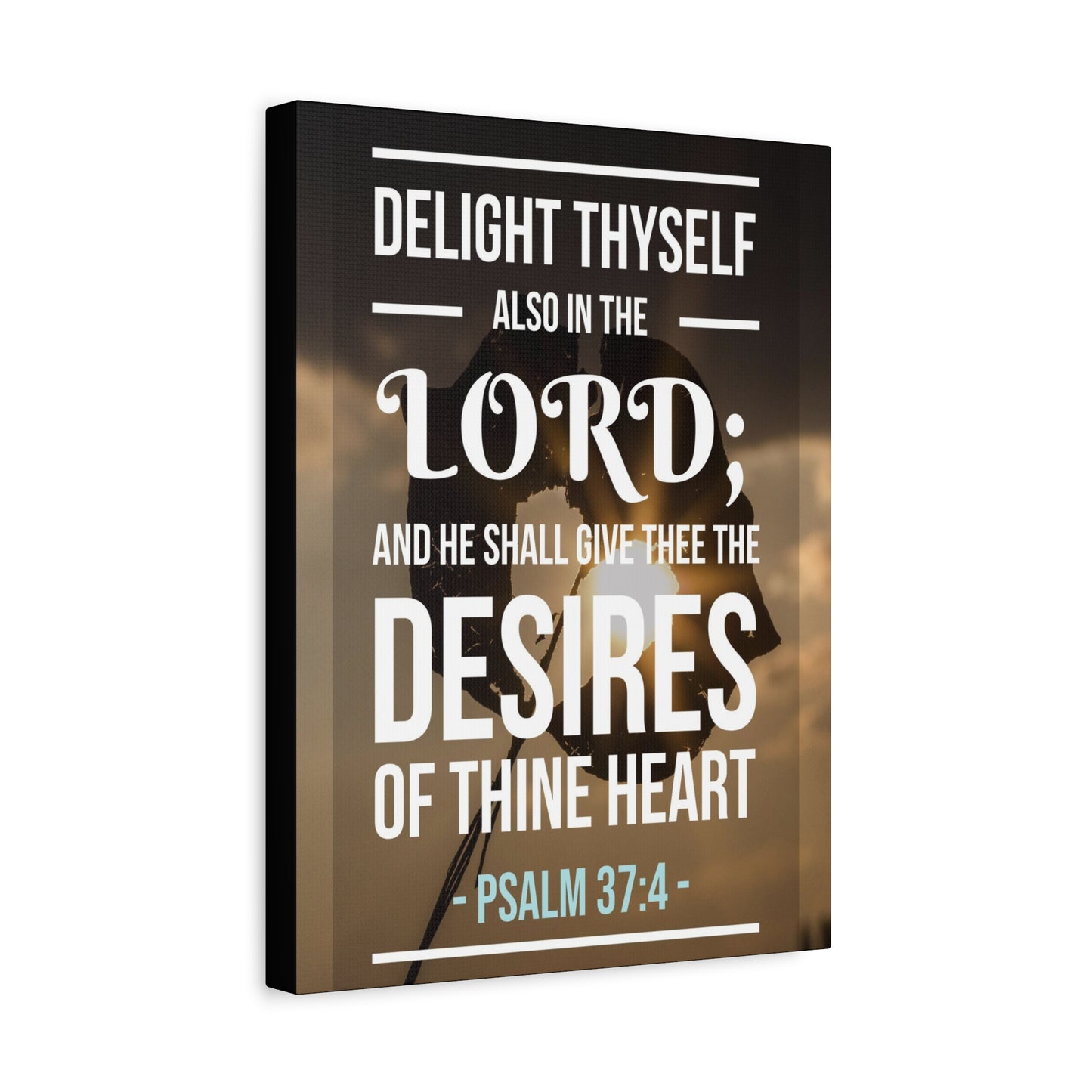 Scripture Canvas Delight Thyself Psalm 37:4 Christian Wall Art Bible Verse Print Ready to Hang