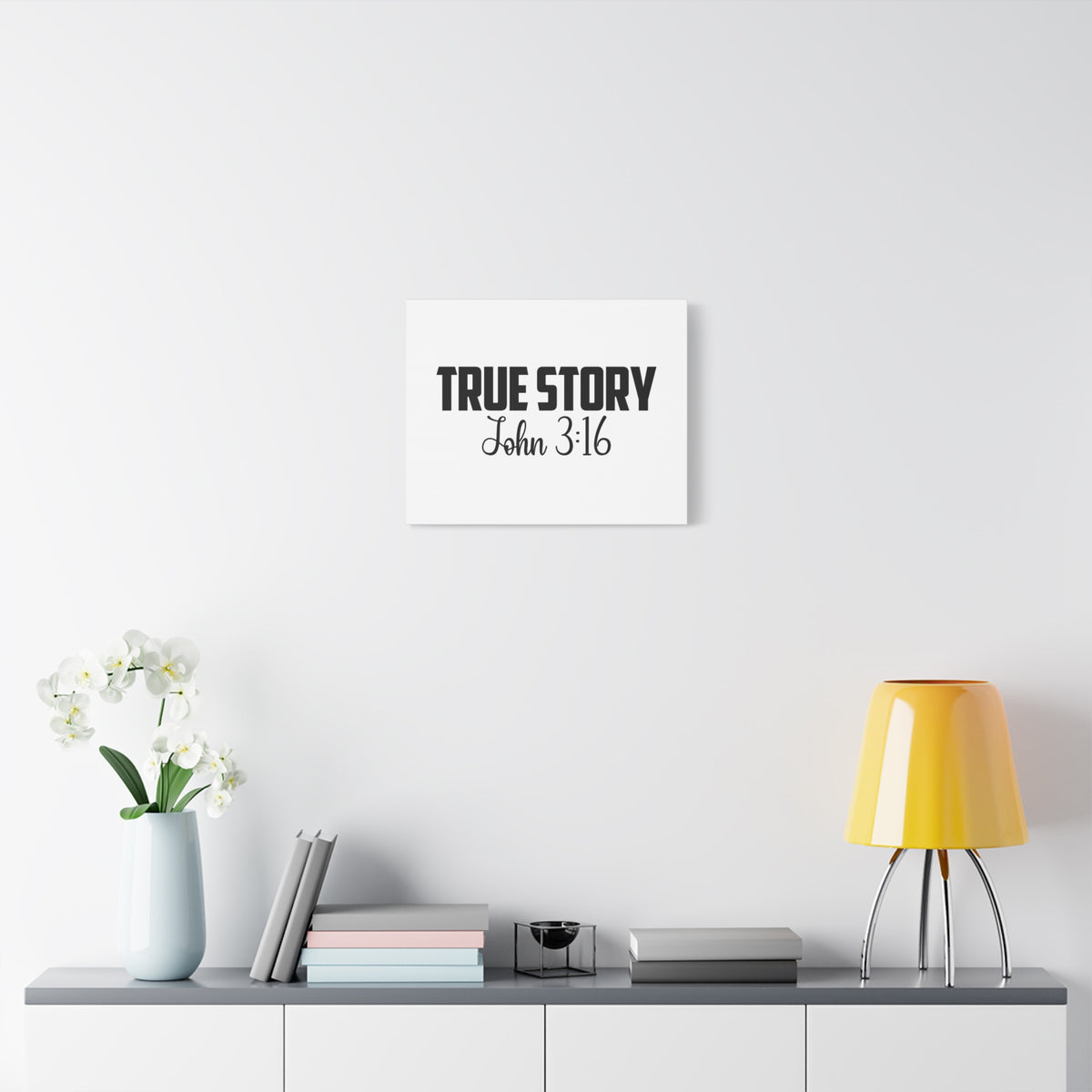 Scripture Canvas True Story John 3:16 Christian Wall Art Bible Verse Print Ready to Hang