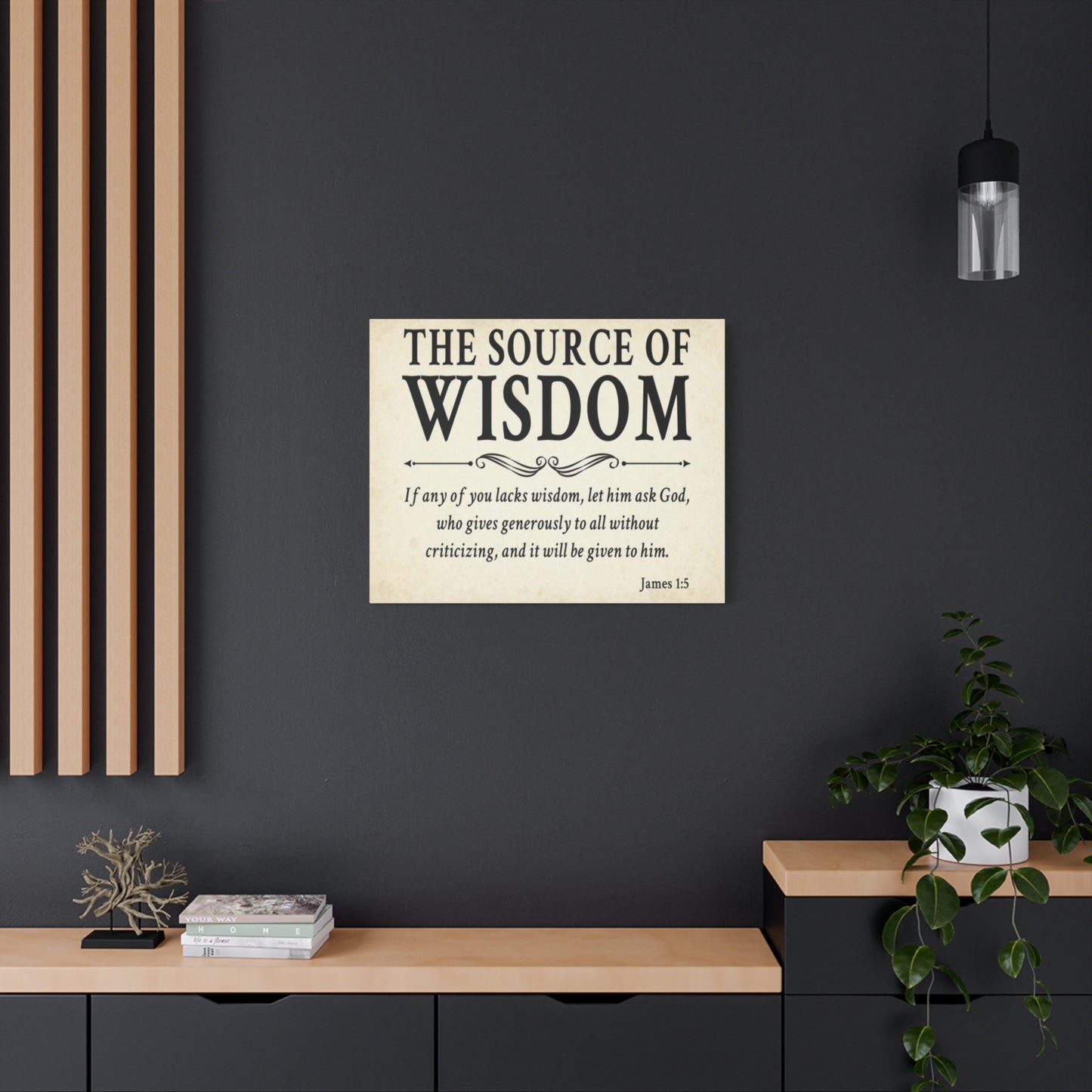 Scripture Walls James 1:5 The Source of Wisdom White Bible Verse Canvas Christian Wall Art Ready to Hang Unframed