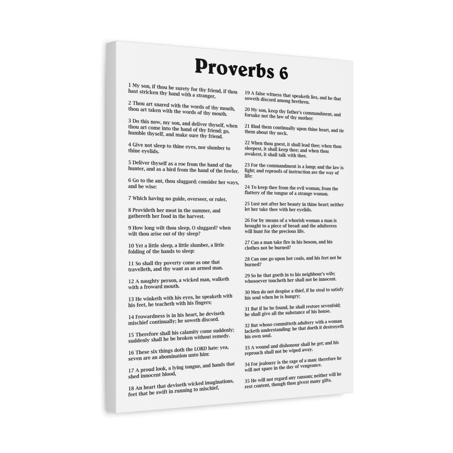 Scripture Walls Proverbs Chapter 6 White Bible Canvas Christian Wall Art Ready to Hang Unframed