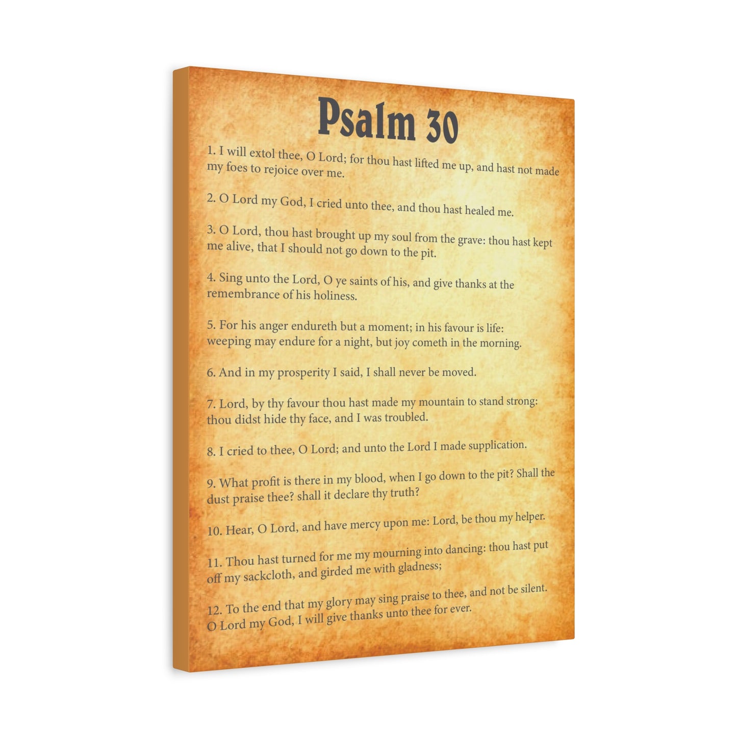 Scripture Walls Psalm 30 Gold Bible Chapter Canvas Christian Wall Art Ready to Hang