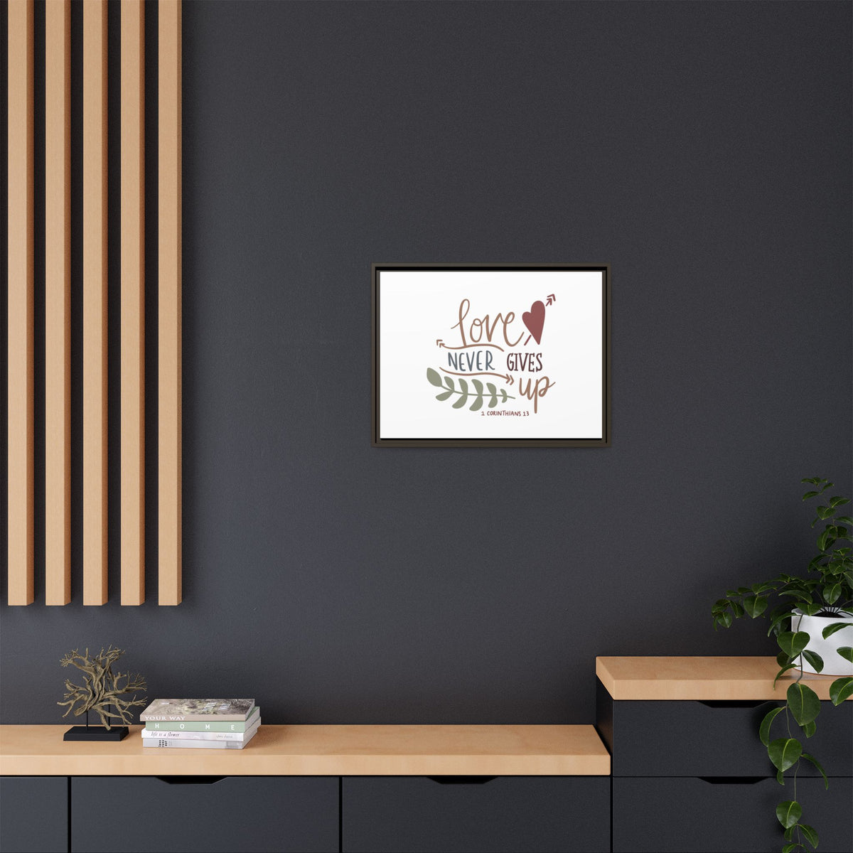 Scripture Canvas Love Never Gives Up 1 Corinthians 13 Christian Wall Art Bible Verse Print Ready to Hang
