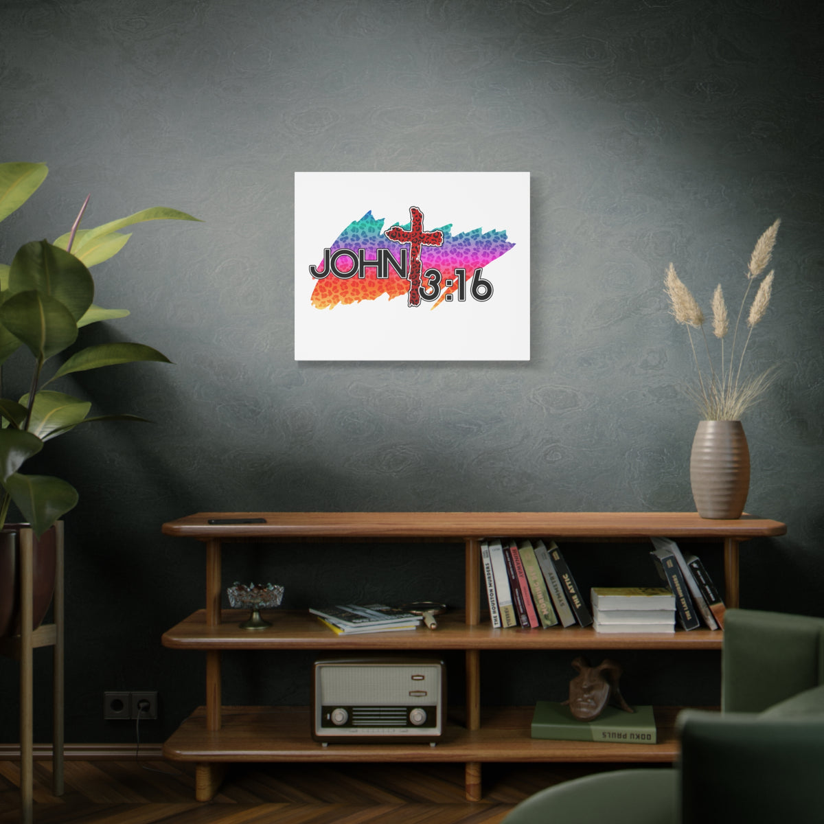 Scripture Canvas Cross Jaguar John 3:16 Christian Wall Art Bible Verse Print Ready to Hang