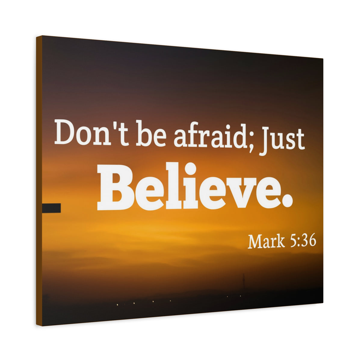 Scripture Canvas Believe Mark 5:36 Christian Wall Art Bible Verse Print Ready to Hang