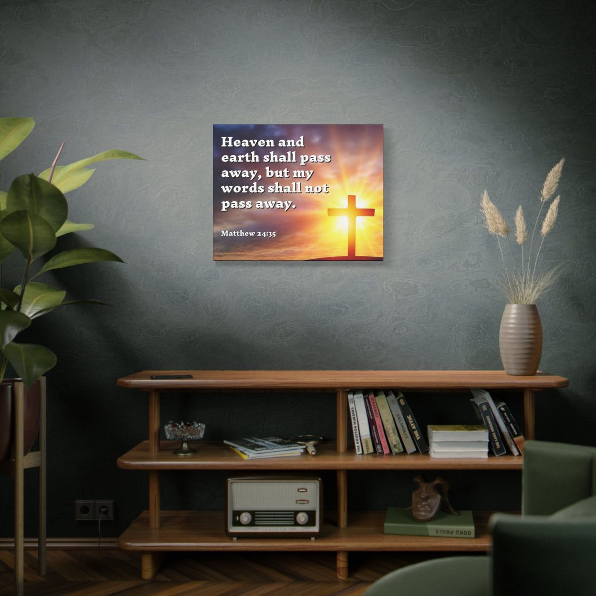 Scripture Canvas My Words Matthew 24:35 Christian Wall Art Bible Verse Print Ready to Hang