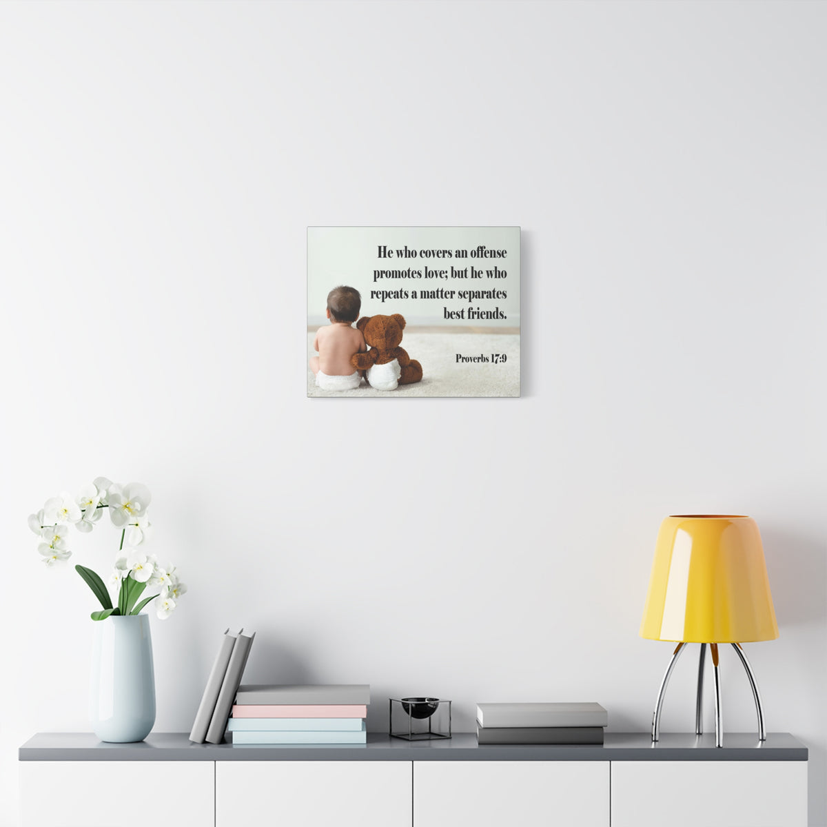 Scripture Canvas Best Friends Proverbs 17:9 Christian Wall Art Bible Verse Print Ready to Hang