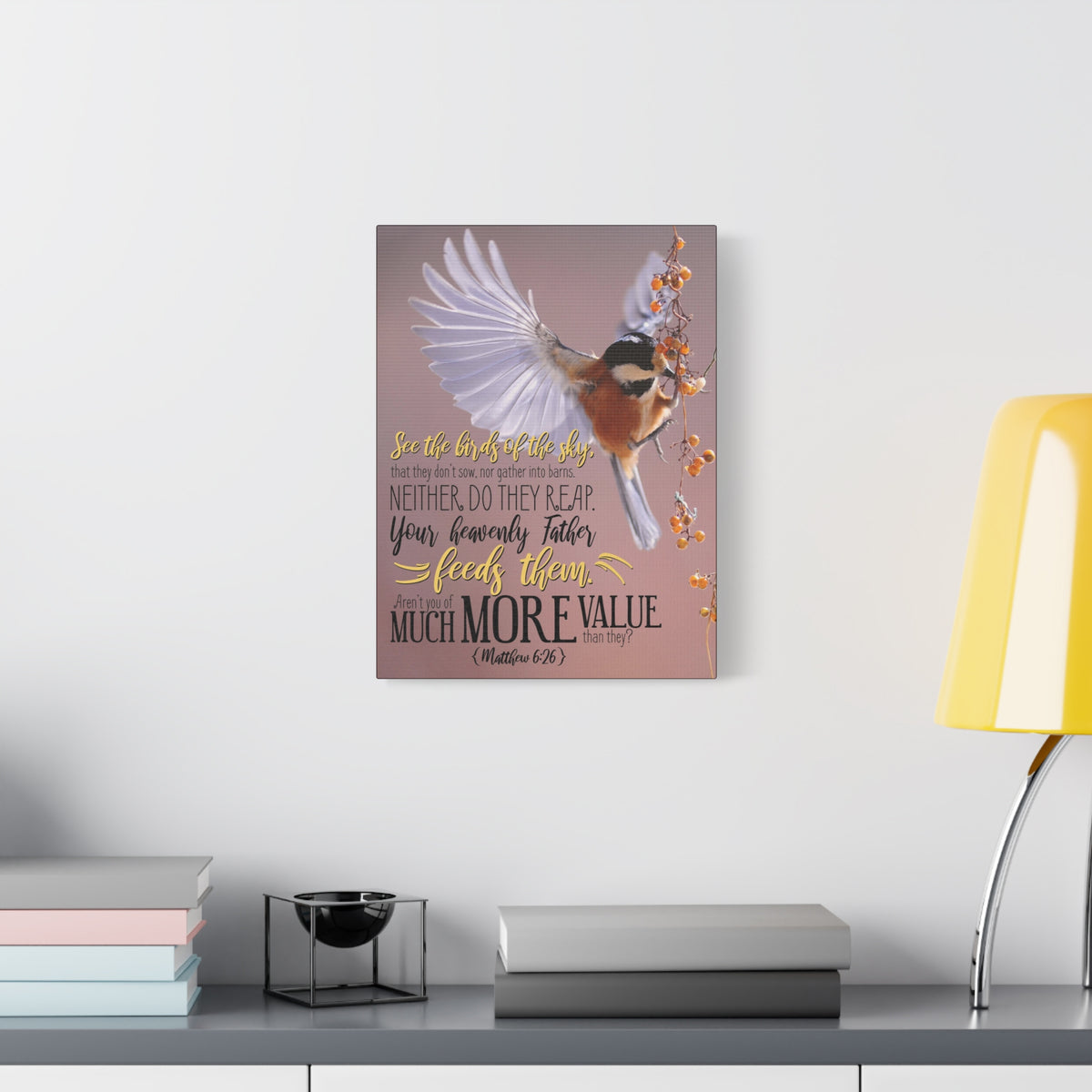 Scripture Canvas Much More Value Matthew 6:26 Christian Wall Art Bible Verse Print Ready to Hang