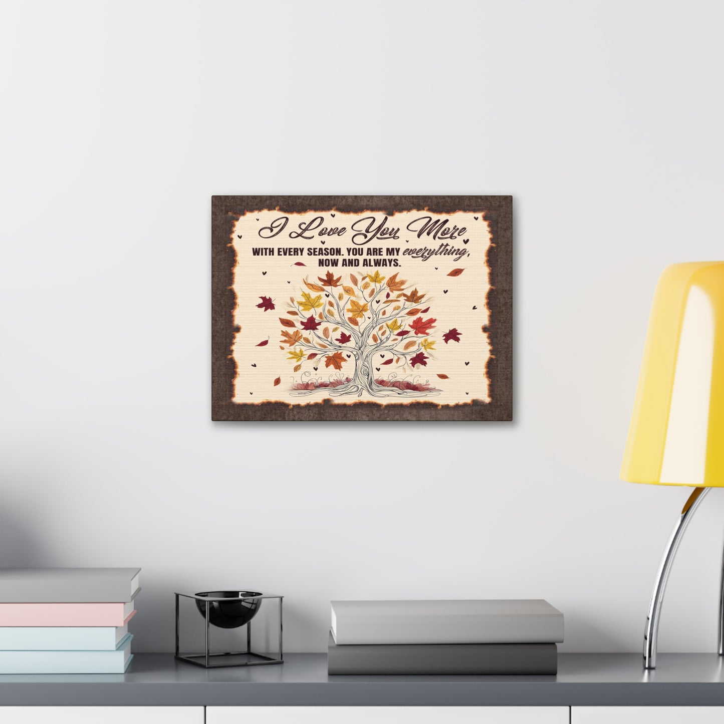 To My Wife I Love You More - Seasonal Tree of Love Canvas Wall Art - Heartfelt Gift for Every Season