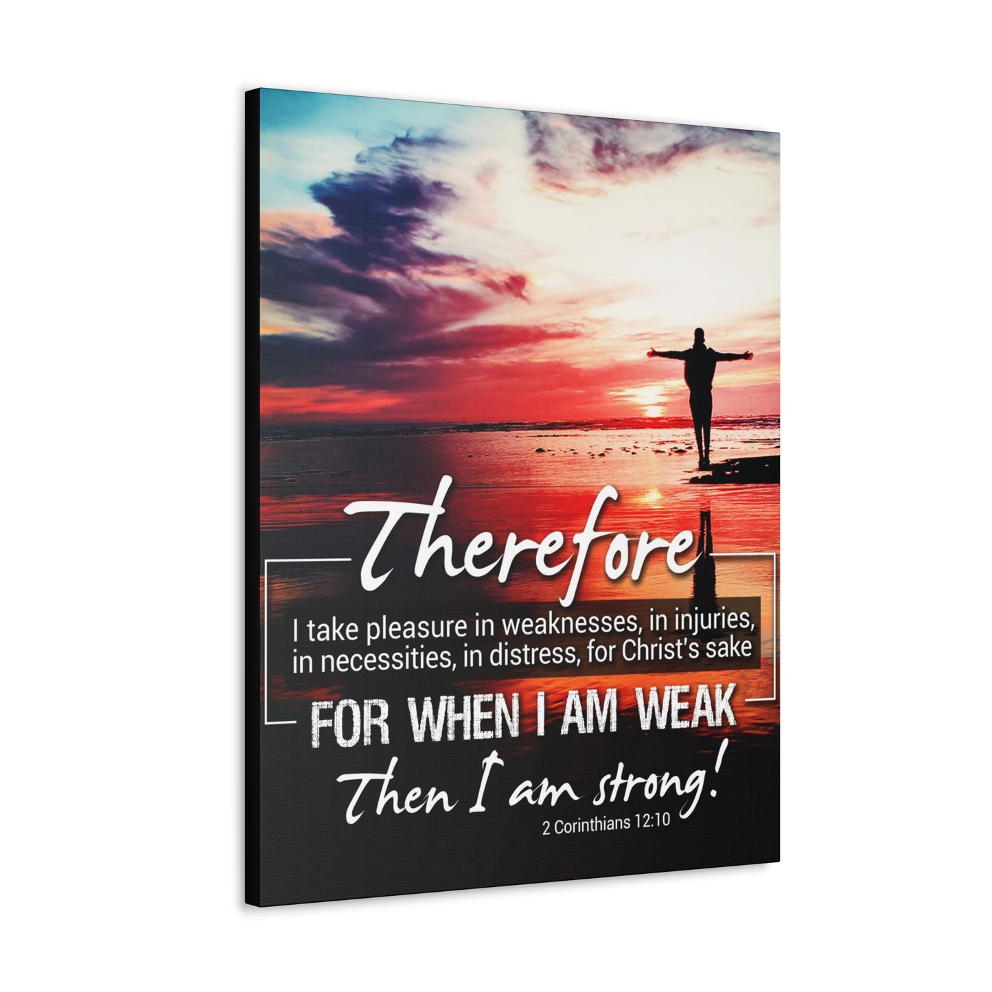 Then I Am Strong 2 Corinthians 12:10 Christian Wall Art Bible Verse Print Ready to Hang