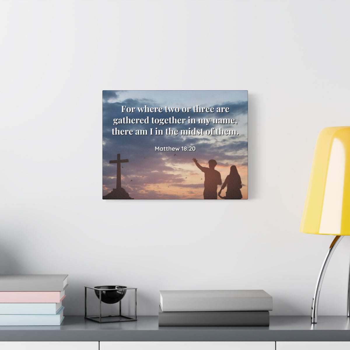 Scripture Canvas Midst Of Them Matthew 18:20 Christian Wall Art Bible Verse Print Ready to Hang