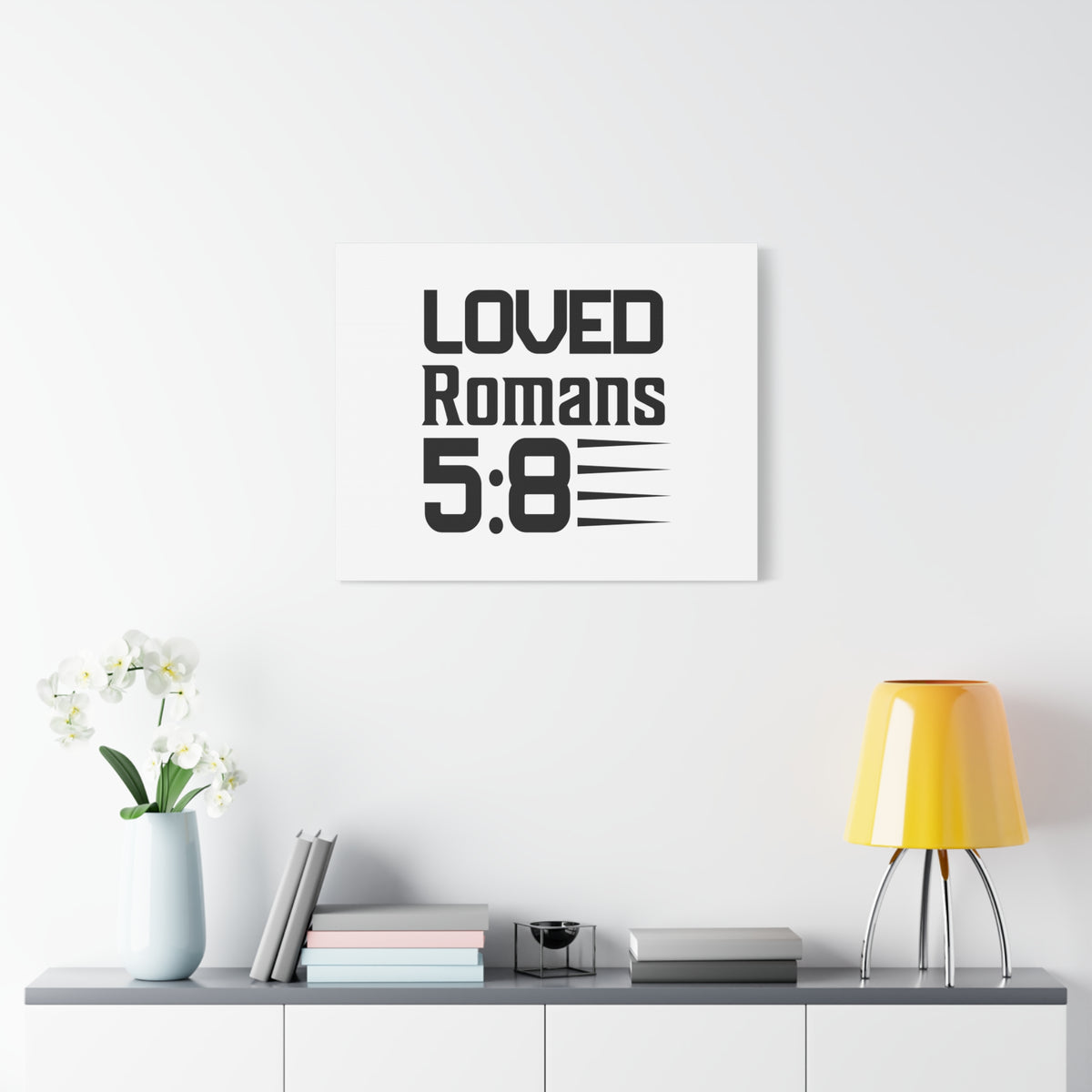 Scripture Canvas Loved Romans 5:8 Christian Wall Art Bible Verse Print Ready to Hang