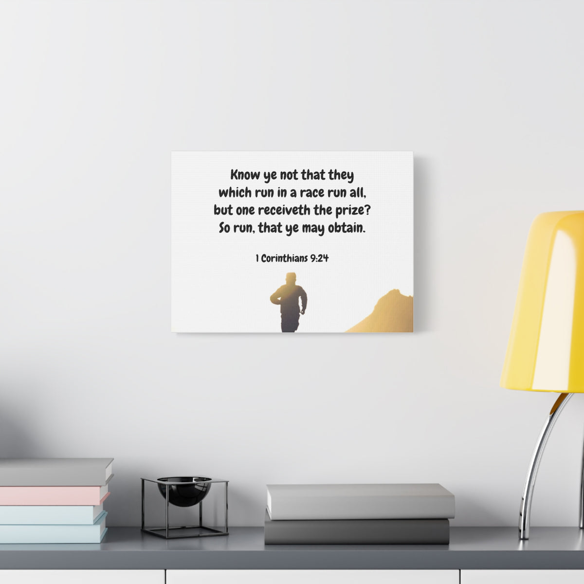Scripture Canvas Obtain 1 Corinthians 9:24 Christian Wall Art Bible Verse Print Ready to Hang