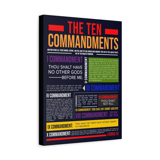 Ten Commandments Canvas Print Scripture Wall Art Christian Home Decor
