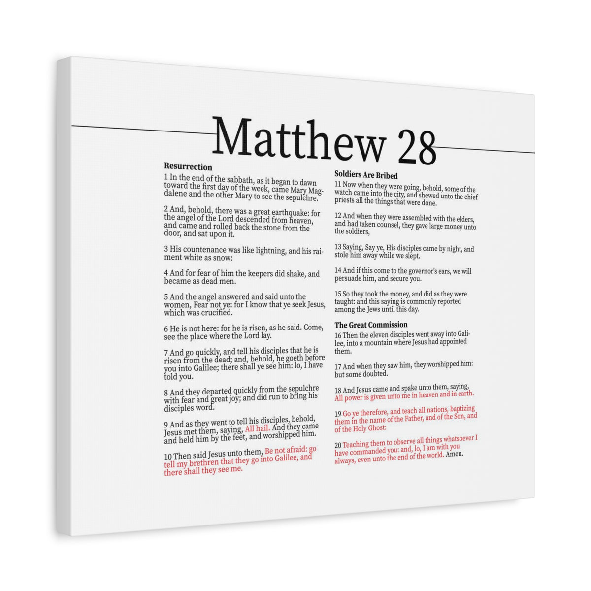 Scripture Canvas Resurrection Of Christ Matthew 28 Christian Wall Art Bible Verse Print Ready to Hang