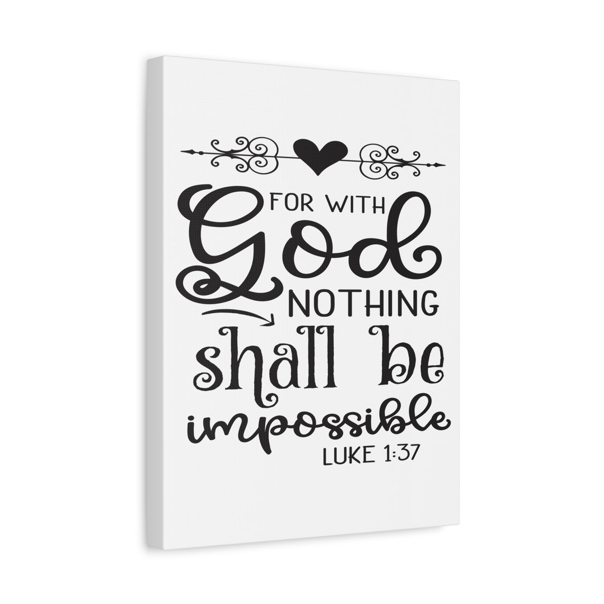 Scripture Canvas For With God Luke 1:37 Christian Wall Art Bible Verse Print Ready to Hang