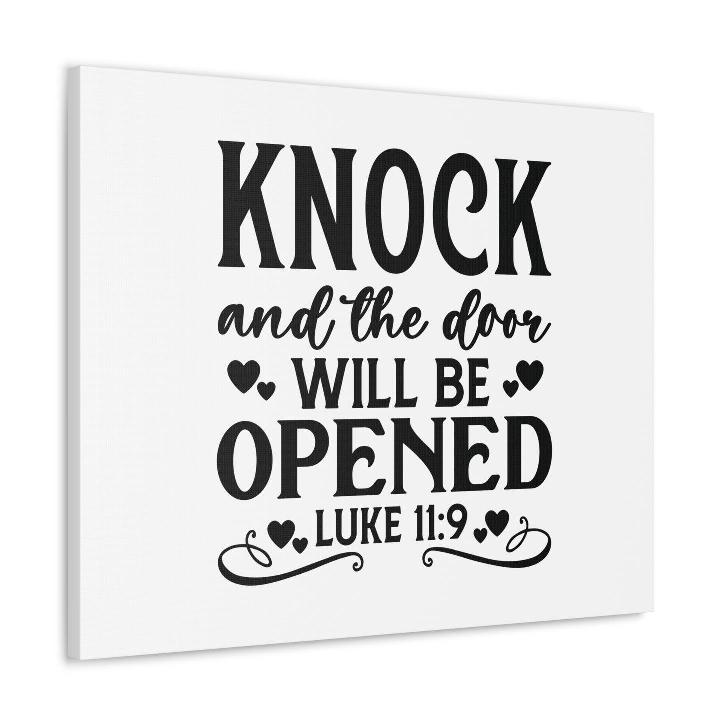 Will Be Opened Luke 11:9 Hearts Bible Verse Canvas Christian Wall Art Ready to Hang