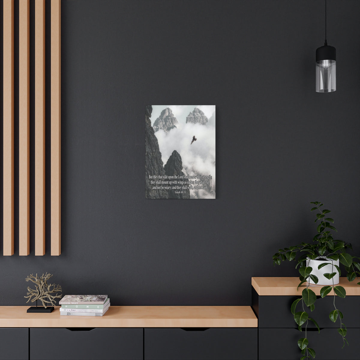 Scripture Canvas Wait Upon the Lord Isaiah 40:3 Christian Wall Art Bible Verse Print Ready to Hang