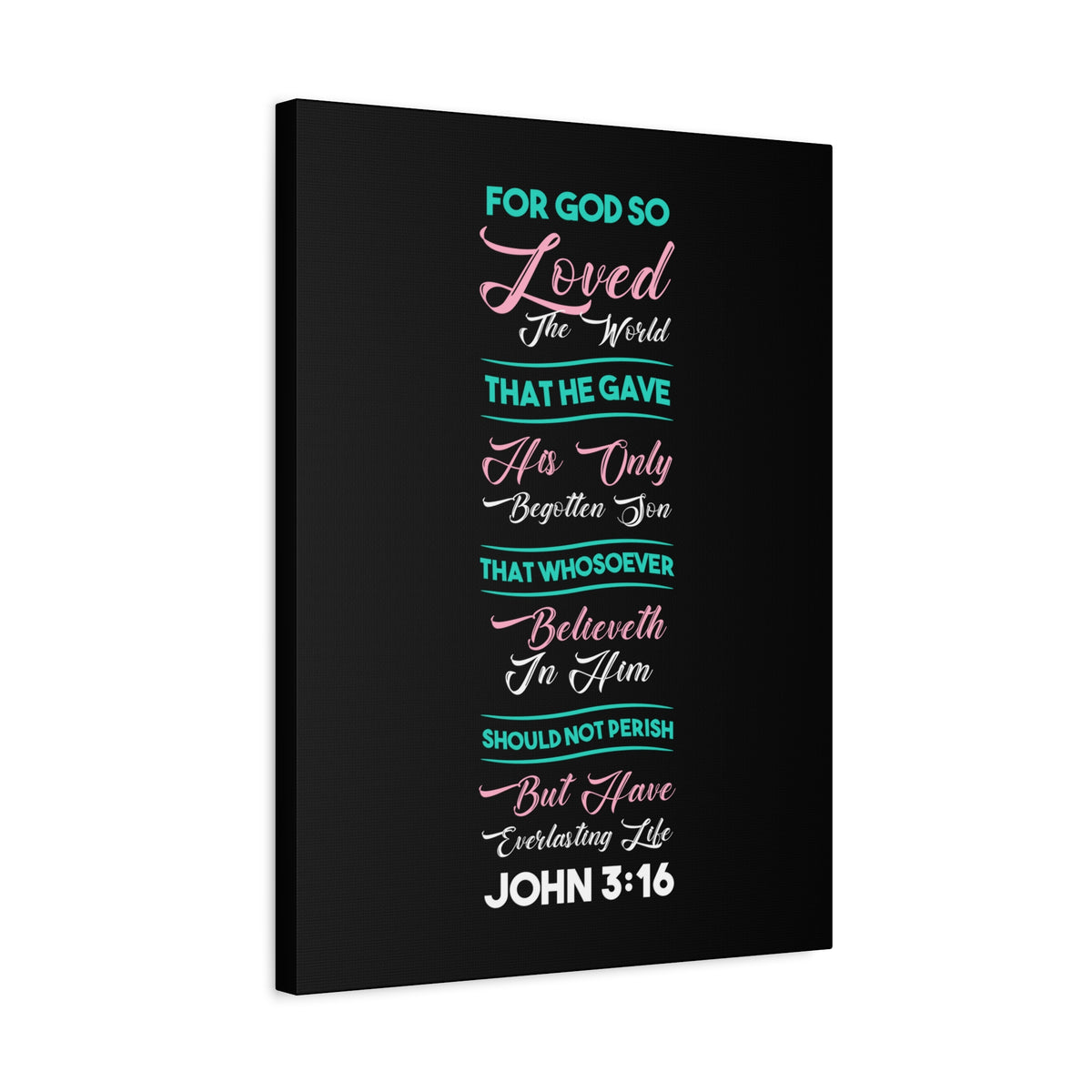 Scripture Canvas Everlasting Life John 3:16 Christian Wall Art Bible Verse Print Ready to Hang
