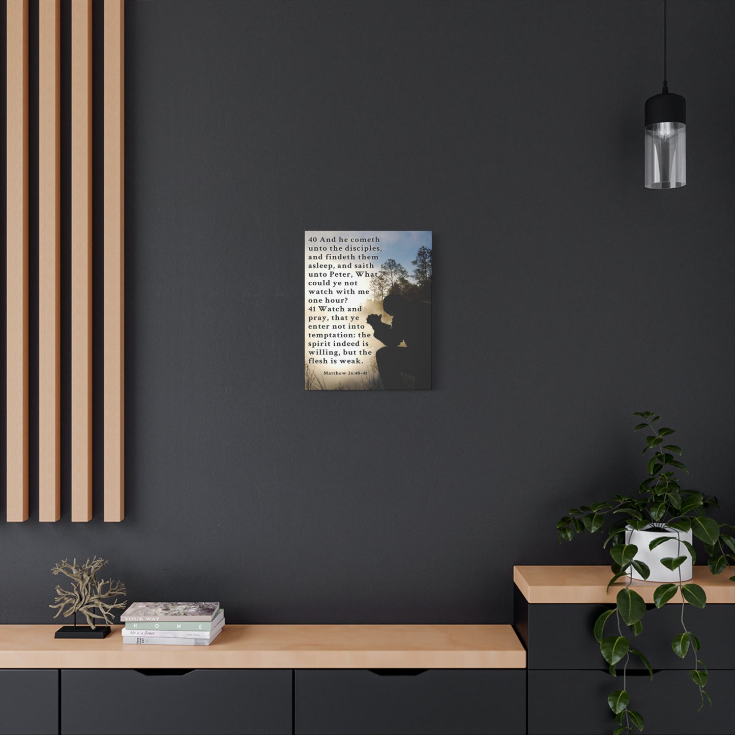 Matthew 26:40-41 Watch and Pray Bible Verse Canvas – Christian Wall Art, Ready to Hang