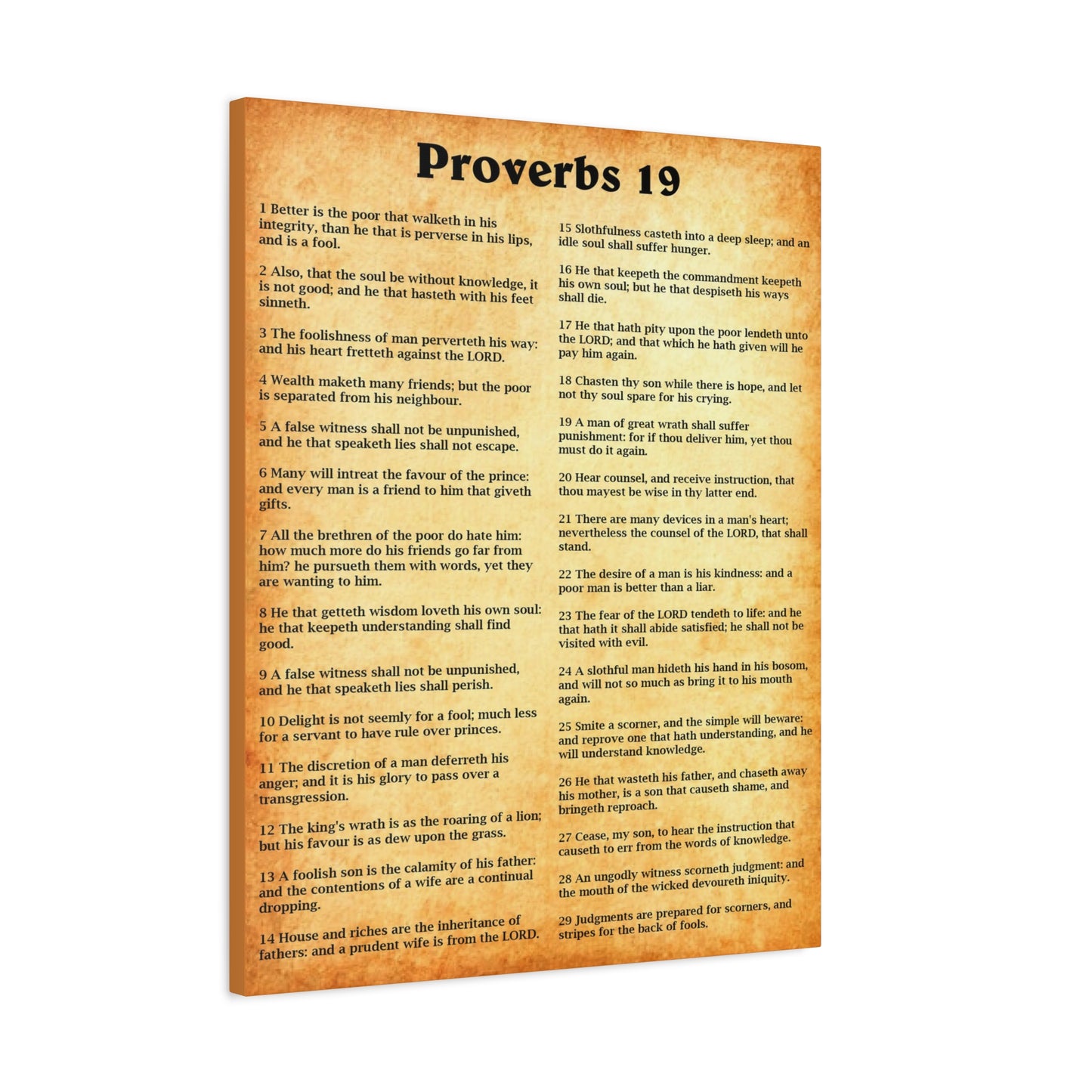 Scripture Walls Proverbs Chapter 19 Gold Bible Canvas Christian Wall Art Ready to Hang Unframed