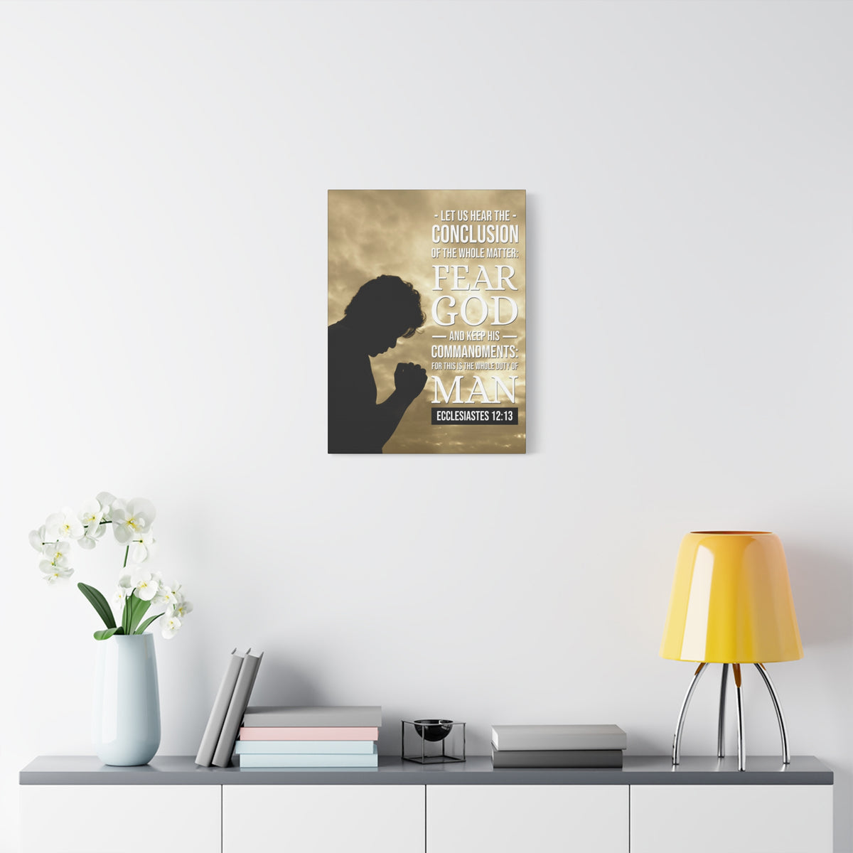 Scripture Canvas Conclusion Ecclesiastes 12:13 Christian Wall Art Bible Verse Print Ready to Hang