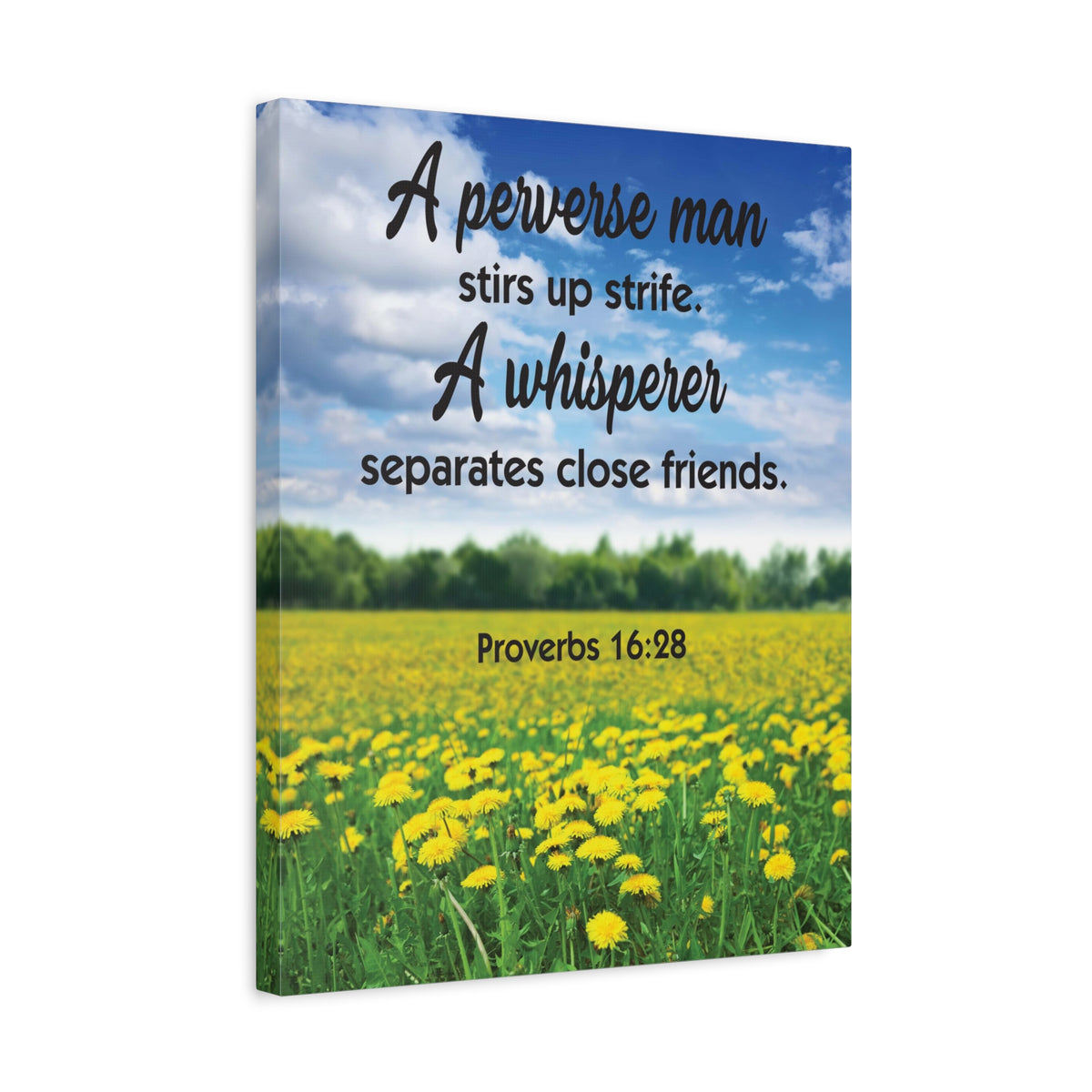 Scripture Canvas A Perverse Man Proverbs 16:28 Christian Wall Art Bible Verse Print Ready to Hang