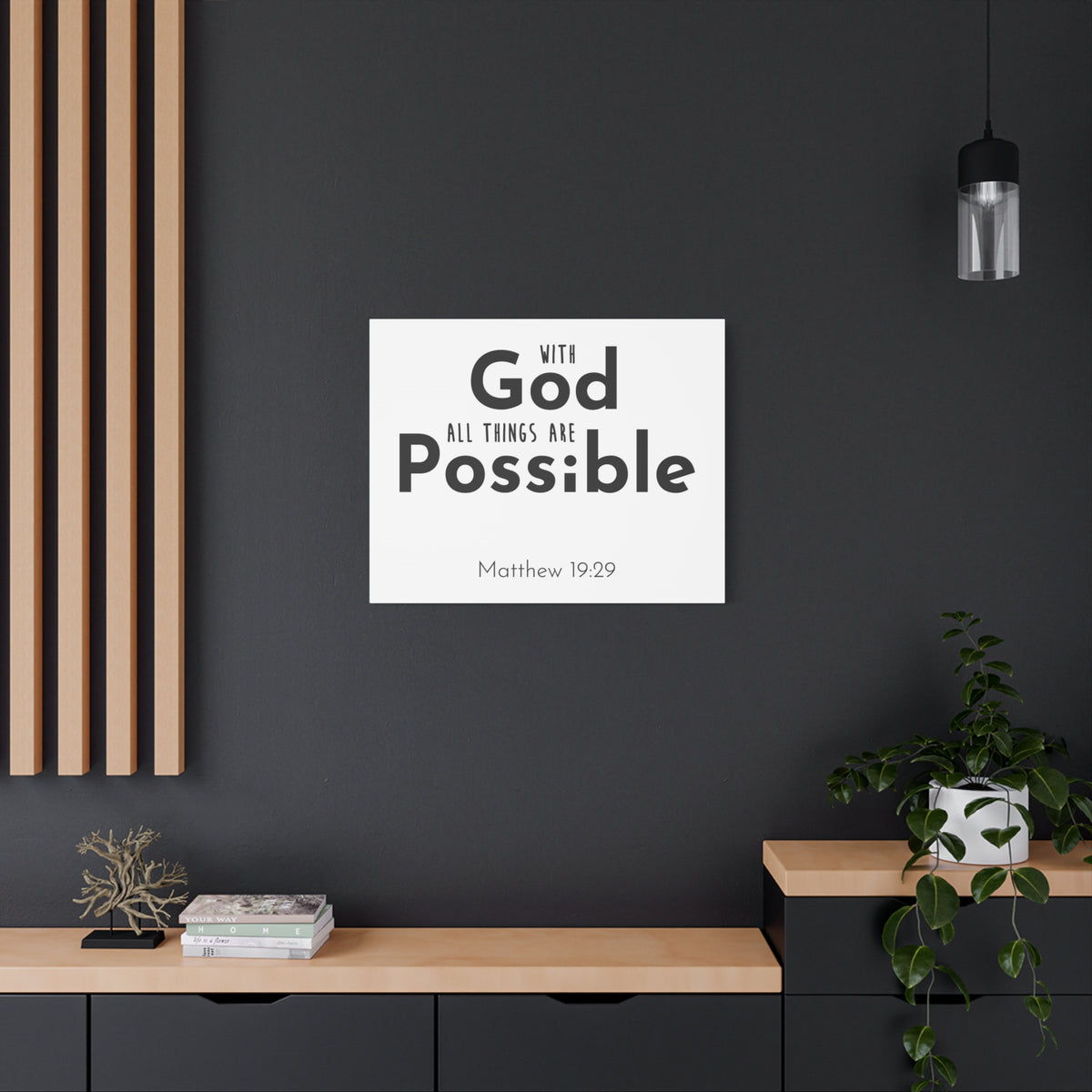 Scripture Canvas With God All Things Matthew 19:29 Christian Wall Art Bible Verse Print Ready To Hang