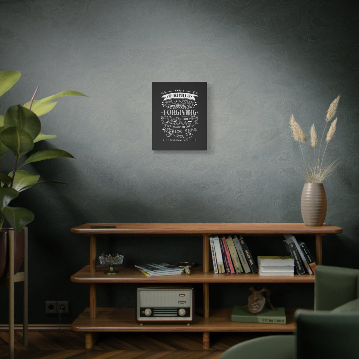 Scripture Canvas Tenderhearted Black Ephesians 4:32 Christian Wall Art Bible Verse Print Ready to Hang