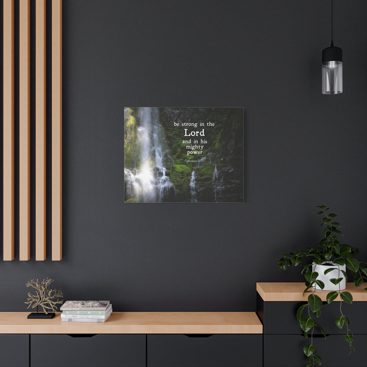 Scripture Canvas Be Strong In The Lord Ephesians 6:10 Christian Wall Art Bible Verse Print Ready to Hang
