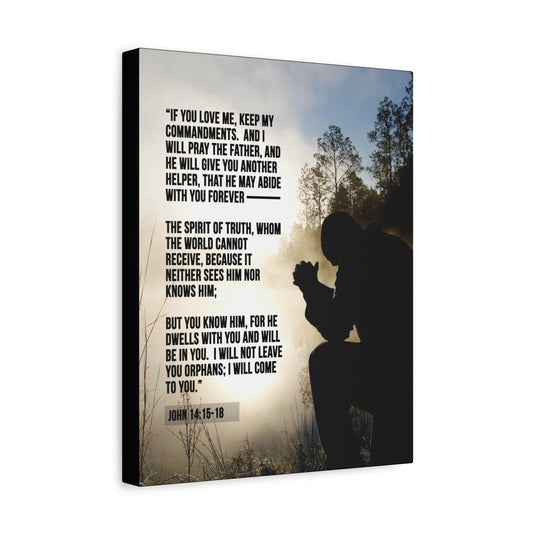 Scripture Canvas Keep my Commandments John 14:15‭-‬18 Christian Wall Art Bible Verse Print Ready to Hang