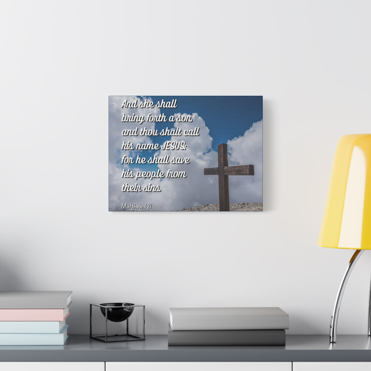 Scripture Canvas Save His People Matthew 1:21 Christian Wall Art Bible Verse Print Ready to Hang
