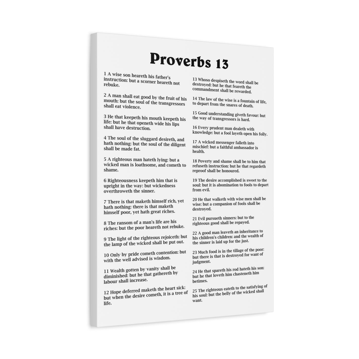 Scripture Walls Proverbs Chapter 13 White Bible Canvas Christian Wall Art Ready to Hang Unframed
