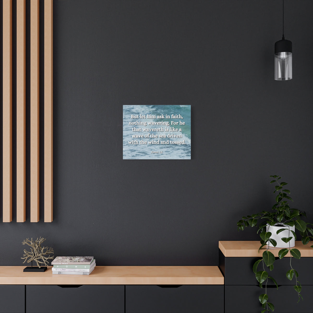 Scripture Canvas Ask In Faith James 1:6 Christian Wall Art Bible Verse Print Ready to Hang