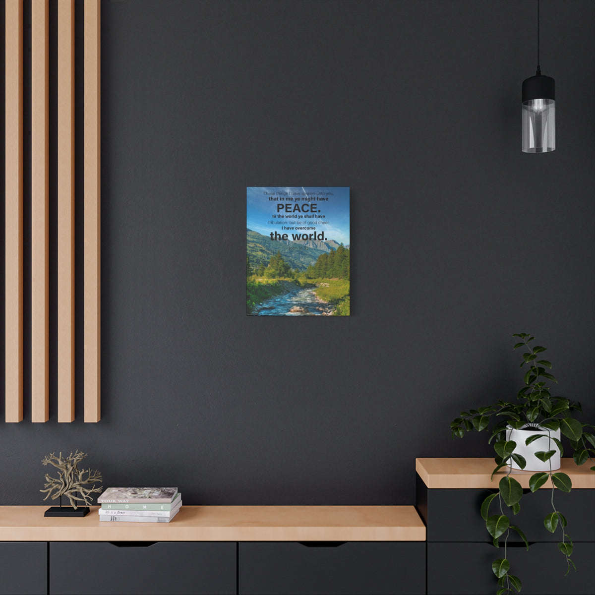 Scripture Canvas Peace the World John 16:33 Christian Wall Art Bible Verse Print Ready to Hang