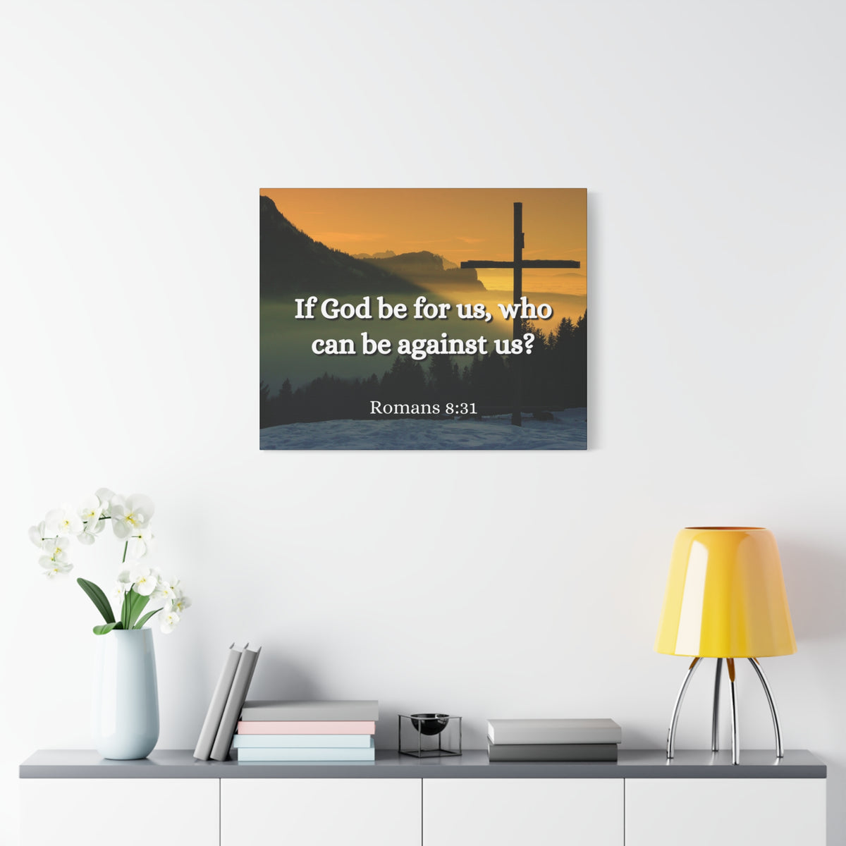 Scripture Canvas Be For Us Romans 8:31 Christian Wall Art Bible Verse Print Ready to Hang
