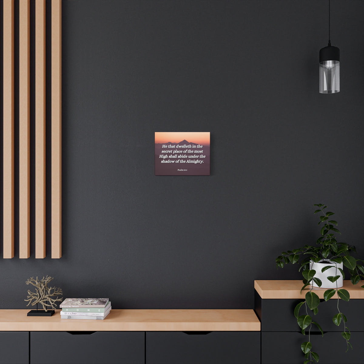 Scripture Canvas The Almighty Psalms 91:1 Christian Wall Art Bible Verse Print Ready to Hang