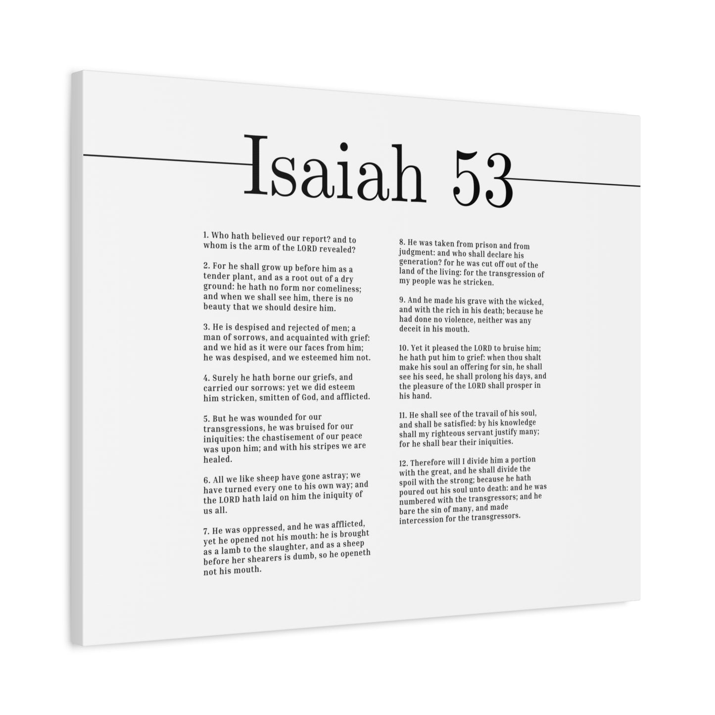 Scripture Canvas Prophecy Of Jesus White Isaiah 53 Christian Wall Art Bible Verse Print Ready to Hang