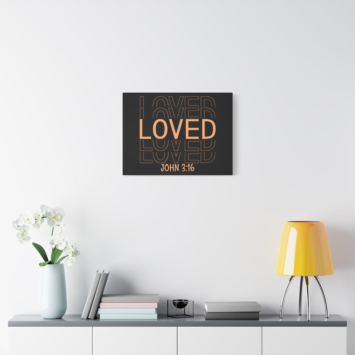 Scripture Canvas Loved John 3:16 Christian Wall Art Bible Verse Print Ready to Hang
