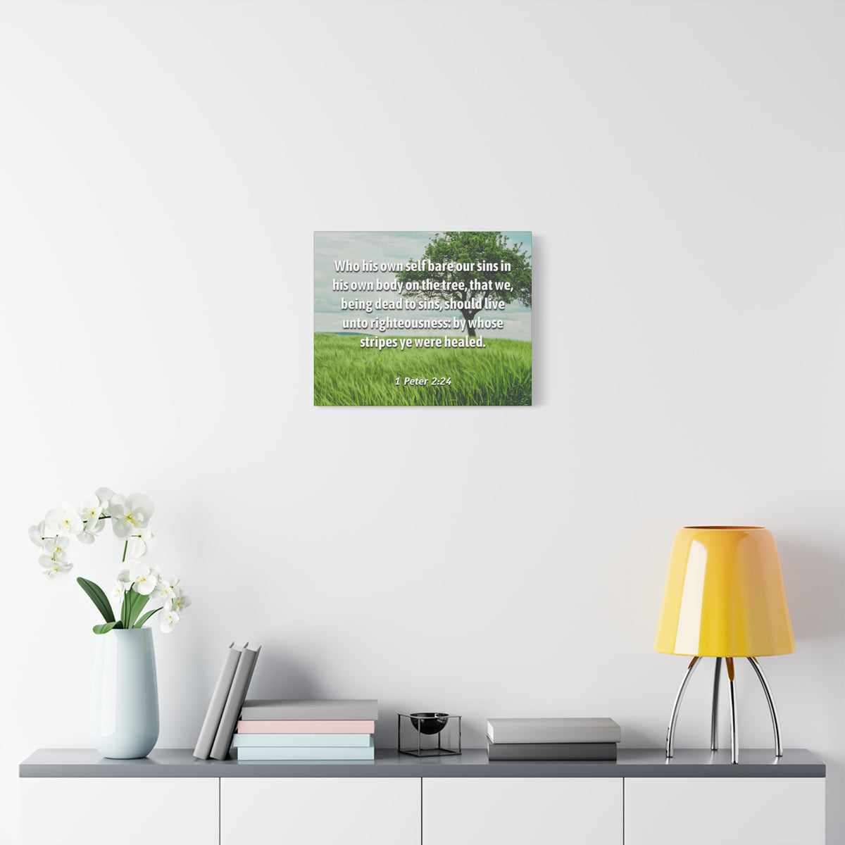 Scripture Canvas Live Unto Righteousness 1 Peter 2:24 Christian Wall Art Bible Verse Print Ready to Hang