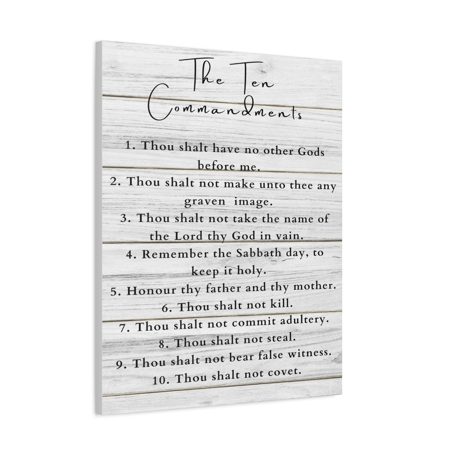 Scripture Canvas Ten Commandments White Christian Wall Art Print Ready to Hang