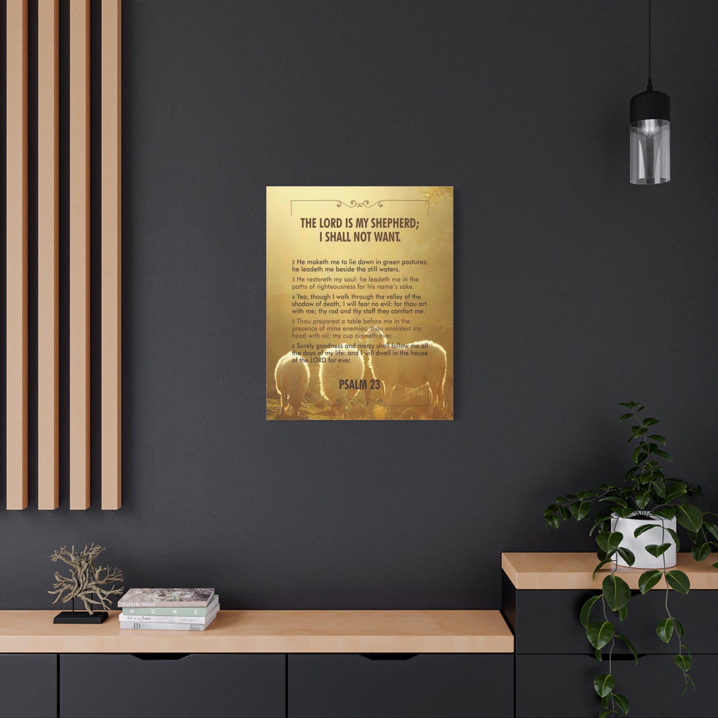 Bible Verse Canvas Lord is my Shepherd Psalm 23 Canvas Christian Home Décor Ready to Hang Scripture Wall Art