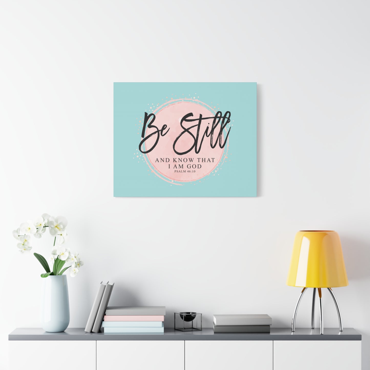 Scripture Walls Be Still Psalm 46:10 Pink Circle Bible Verse Canvas Christian Wall Art Ready to Hang