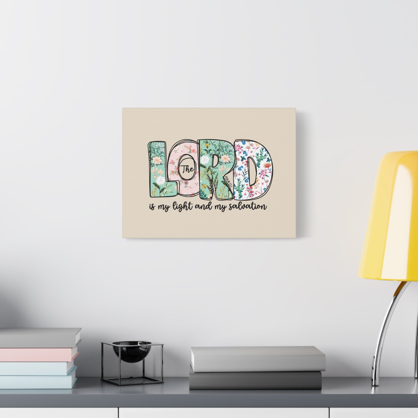 Scripture Walls Light And My Salvation Floral Psalm 27:1 Bible Verse Canvas Christian Wall Art Ready to Hang