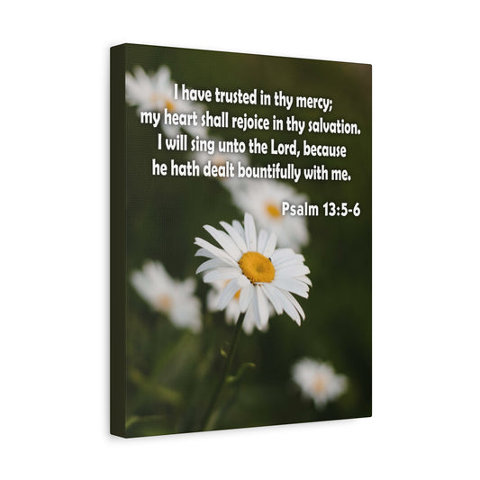 Scripture Canvas Rejoice in Thy Salvation Psalm 13:5-6 Christian Wall Art Bible Verse Print Ready to Hang