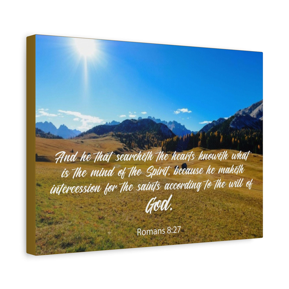 Scripture Canvas The Will of God Romans 8:27 Christian Wall Art Bible Verse Print Ready to Hang