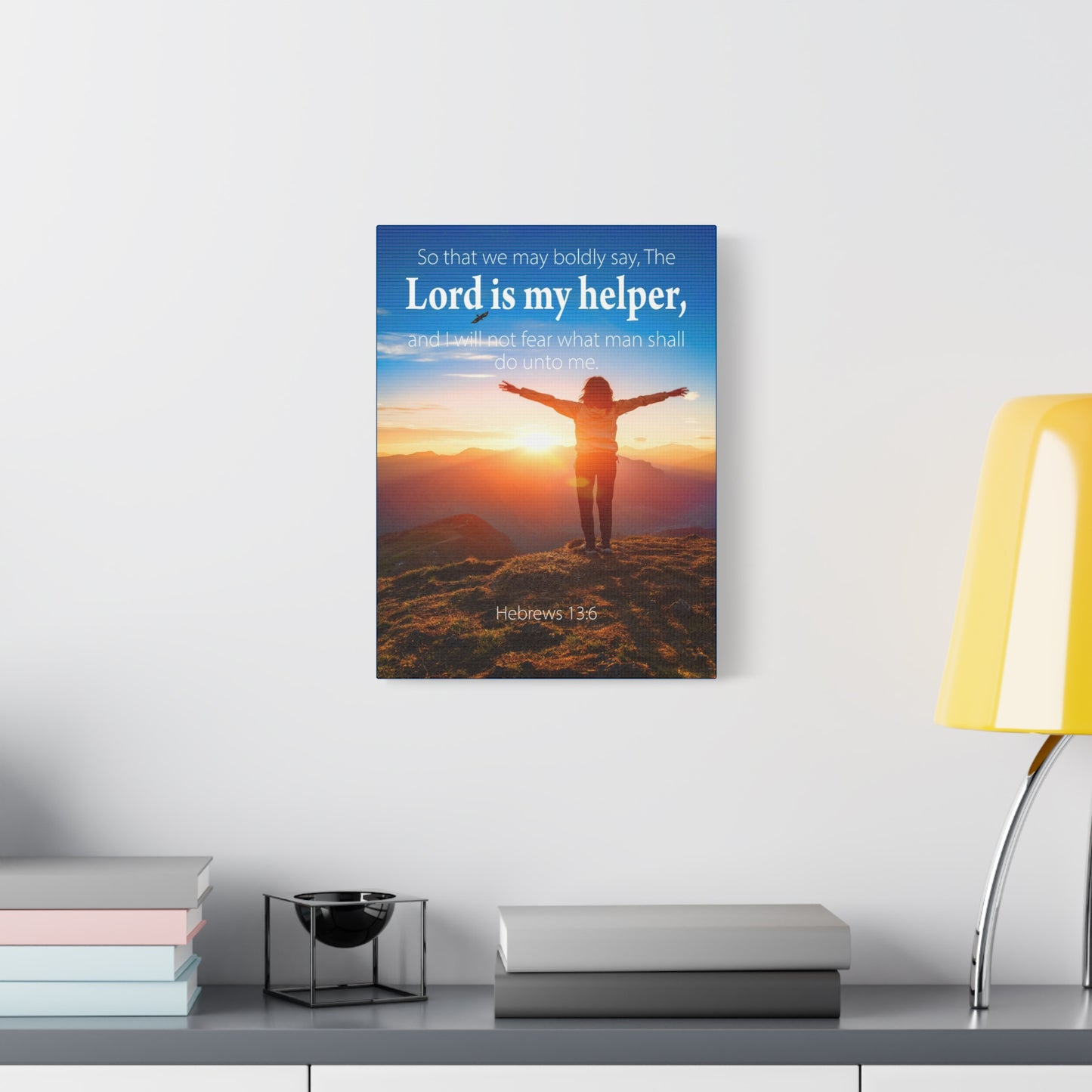 Scripture Walls Lord is My Helper Hebrews 13:6 Bible Verse Canvas Christian Wall Art Ready to Hang Unframed